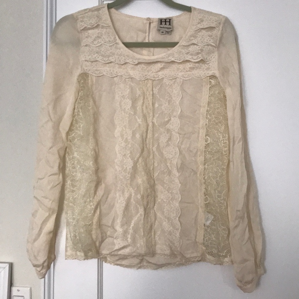 Beige silk and lace shirt